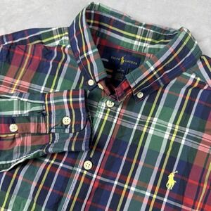 Polo Ralph Lauren Plaid Button Down Shirt Boys Size L 14-16 Blue/Red/Green